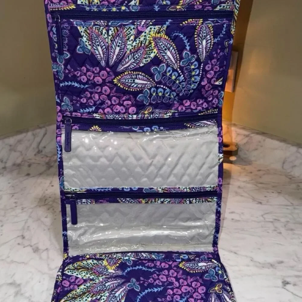 vera bradley travel purple paisley fold up bag new
